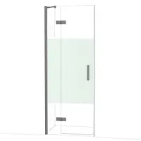 Maxaro Diamond Douchedeur | 80 cm Zwart metaal Helder met matte strook Draaideur
