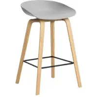 HAY Barstoel AAS32 Low Water-Based Lacquered Oak Veneer 4 Leg Base Black Powder Coated Steel Footrest H65 Concrete Grey 2.0