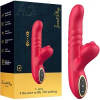 Vuxen - vibrator met stootfunctie en clitorisstimulatie - siliconen - roze