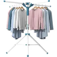 BOTC Wasrek Inklapbaar - Staand Droogrek Inklapbaar - 120 cm - Draagbaar droogrek - Opvouwbaar - In hoogte verstelbaar - Blauw