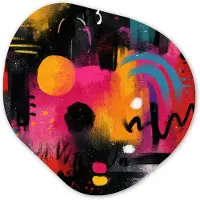 MuchoWow Organische wanddecoratie 60x60 cm - Organisch schilderij Kleurvlakken - Vormen - Kleurrijk - Abstract - Muurdecoratie woonkamer - Kamer decoratie - Schilderijen - Muurcirkel aesthetic