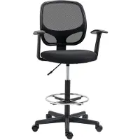 Merax Ergonomische Bureaustoel / Tekenstoel met Verstelbare Voetring – Mesh Rugleuning – In Hoogte Verstelbaar 110–132 cm – Draaibaar – Zwart