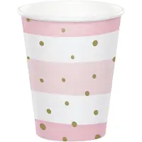 Creative Party Bekers babyshower roze en wit 266ml | 8 stuks
