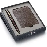 Sheaffer balpen giftset 100/9370 - glossy brown gold tone - met creditcardhouder - rustic mocha