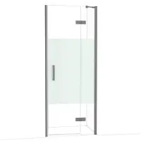Maxaro Diamond Douchedeur | 80 cm Zwart metaal Helder met matte strook Draaideur