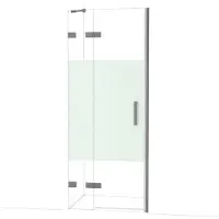 Maxaro Diamond Douchedeur | 80 cm Zwart metaal Helder met matte strook Draaideur