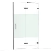 Maxaro Diamond Douchedeur | 110 cm Zwart metaal Helder met matte strook Draaideur