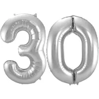 Folat Verjaardag Leeftijd folieballonnen - 30 jaar - zilver - 86 cm - cijferballon groot