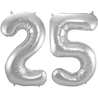 Folat Verjaardag Leeftijd folieballonnen - 25 jaar - zilver - 86 cm - cijferballon groot