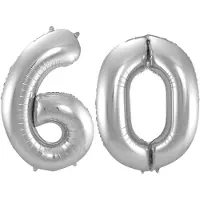 Folat Verjaardag Leeftijd folieballonnen - 60 jaar - zilver - 86 cm - cijferballon groot