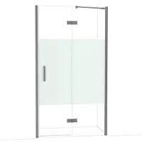 Maxaro Diamond Douchedeur | 110 cm Zwart metaal Helder met matte strook Draaideur