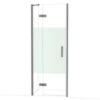 Maxaro Diamond Douchedeur | 80 cm Zwart metaal Helder met matte strook Draaideur