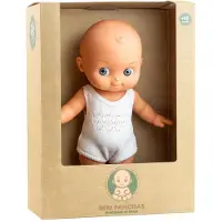 Paola Reina Mini Pancha babypop met witte romper en grijze ogen 28cm