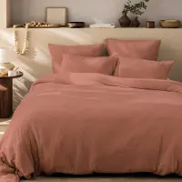 Matt & Rose Dekbedovertrek Terracotta - 240 x 220 + (2x) 65 x 65 - Mousseline Katoen