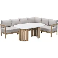 Garden Impressions Sirocco lounge dining set 3-delig rechts - acacia - grey sand