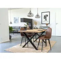 House Nordic Eetkamerstoel PU leer Bruin - 50x47x88cm - Draaggewicht 120kg