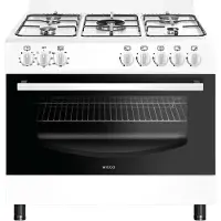 Wiggo WO-E906B(WW) - Vrijstaand - Gasfornuis - 90 cm - 110 Liter - 5 pitten - Energieklasse A - 5 jaar garantie - Wit
