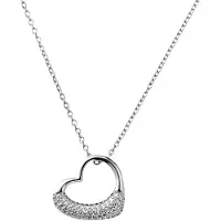 Decopatent - Halsketting Ketting Dames met Hart - Harten Schakelketting Verstelbaar van 40 tot 45 Cm. - Nikkelvrij - Kettingen met bedel hanger vrouw - Elegant Cadeau - Zilverkleurig