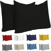 Dreamzie Kussensloop 50 x 70 cm (Set van 2) - 100% Jersey Katoen 150 g/m² Kussenslopen - Zwart - Voor Kussens 50 x 70 cm - Kussensloop - Kussensloop - Bestendig en Hypoallergeen