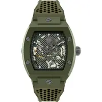 Philipp Plein Analoog horloge 'The Skeleton' grijs / donkergrijs / donkergroen / offwhite