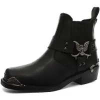 Grinders Heren Zwarte Cowboy Bikerlaarzen - Eagle Lo