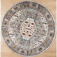 Muratap Picasso bellagio rond vintage vloerkleed multi / creme laagpolig- 200 cm