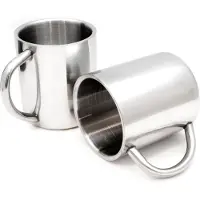 OEM Set van 2 roestvrijstalen bekers/thermosbekers, dubbelwandig, geïsoleerd, 220 ml, drinkbekers/mokken in de kleur zilver, merk [merknaam]