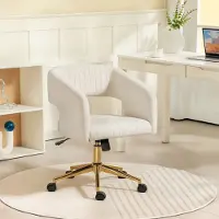 STILVORA Bureaustoel 61 x 62 x 76 84 Cm - In Hoogte Verstelbaar Met Wipfunctie - 360 Graden Draaibaar Met Zwenkwielen - Polyester Crèmewit