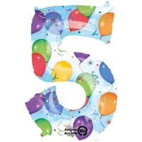Amscan Grote "5" Ballon & Serpentines Folie Ballon 66 x 88 cm