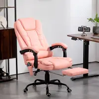 STILVORA Bureaustoel 67 X 67 X 111 Tot 121 Cm - Vibratiemassage Met 7 Punten - Verstelbaar 90 Tot 155 Graden - Voor Kantoor En Thuis - Kunstleer - Roze