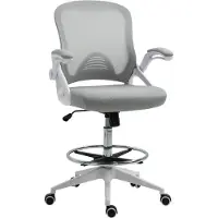 Vinsetto Staande Bureaustoel Polyester, Plastic 64L x 60B x 106-126H cm Lichtgrijs