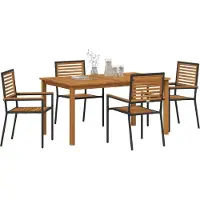 vidaXL Tuinset, 5-delig, zwart, massief acaciahout