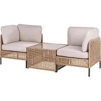 Beliani OMEGANA - Loungeset 2-zits - Lichtbeige - PE rotan