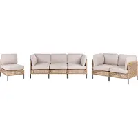 Beliani OMEGANA - Loungeset 6-zits - Lichtbeige - PE rotan