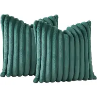 STILVORA Kussenslopen – Woonkamer Kussenslopen Set Van 2 Met Luxe Fluweel, Zachte Gestreepte Kussenslopen Voor Sofa En Slaapkamer – Donkergroen – 50x50 cm