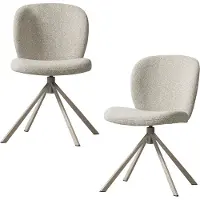 Woood Femke Eetkamerstoelen - Bouclé - Naturel - Set van 2