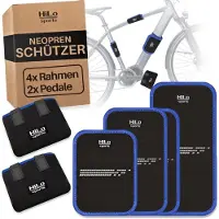 Hilo sportfiets frame- en transportbeschermingsset - [4x framebeschermers en 2x pedaalbeschermers] - Voor alle framematen van 5-28 cm - E-bike- en fietsbescherming met reflectoren (zwart - blauw)