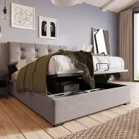 STILVORA Eenpersoonsbedden 90x200 cm - Gestoffeerd Bed Met Onderbed En Opbergruimte - Verstelbaar Hoofdeinde - Massief Hout - Grijs (inclusief Matras)