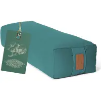 #DoYourYoga - Hoekig Yoga bolster - »Paravati« - Meditatiekussen met bio-organische boekweit schalen vulling - L67 cm & diam.13 cm - donkergroen