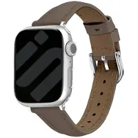 Strap-it Slimfit Leather Band Donkerbruin – luxe slank leren bandje – geschikt voor Apple Watch 1/2/3/4/5/6/7/8/9/10/11/SE (38/40/41/42mm)
