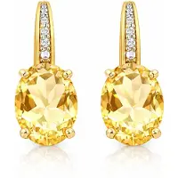 Cilla Jewels 925 Zilveren Oorbellen met Grote Citrine Steen