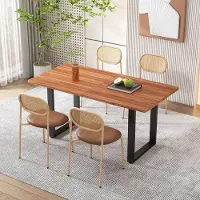STILVORA Eetkamerstoel - Moderne Rieten Stoel - Set van 4 - Ergonomische Ondersteuning met Stabiliteit - Voor Eetkamer en Woonkamer - Bruin