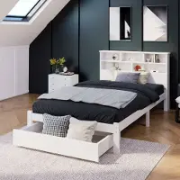 STILVORA Eenpersoonsbed 90x200 cm - Tienerbed Met Schubladen En Stabiele Bedbodem - MDF - Wit (Geen Matras)