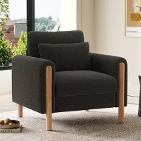STILVORA Sessel - 87x83x88,5 cm - Loungesessel Met Halbfestes Kissen - Weich En Stijlvol Voor Woonkamer Of Slaapkamer - Massief Hout - Grijs