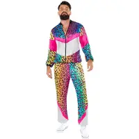 Amscan Volwassene verkleedpak luipaardprint trainingspak multicolour maat L / 52 - 90's party - foute party - carnaval