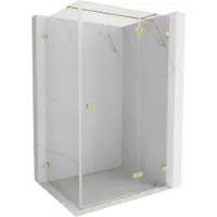 Mexen Lunar T draaibare douchecabine rechts 70 x 90 , transparant, geborsteld goud - 834T-070-090-55-00-P
