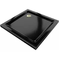 Mexen Flat vierkante douchebak slim 70 x 70 , zwart, sifon goud - 40707070G