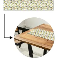 MuchoWow Tafelloper 150x30 cm - Tafelmat vinyl Frans - Citroen - Citrus - Bloesem - Geel - Groen - Blauw - Tafeldecoratie - Tafelversiering - Keuken decoratie - Tafel versiering