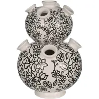 Daan Kromhout Design - vaas - tulpenvaas - 2 delig - wit - zwart - hoogte 26 cm - Ø 18 cm - aardewerk