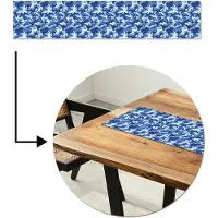 MuchoWow Tafelloper 150x30 cm - Tafelmat vinyl Blauw - Camouflage - Golvend - Tafeldecoratie - Tafelversiering - Keuken decoratie - Tafel versiering